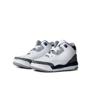 Jordan 3 Retro White and Navy Sneakers Size 6 Toddler